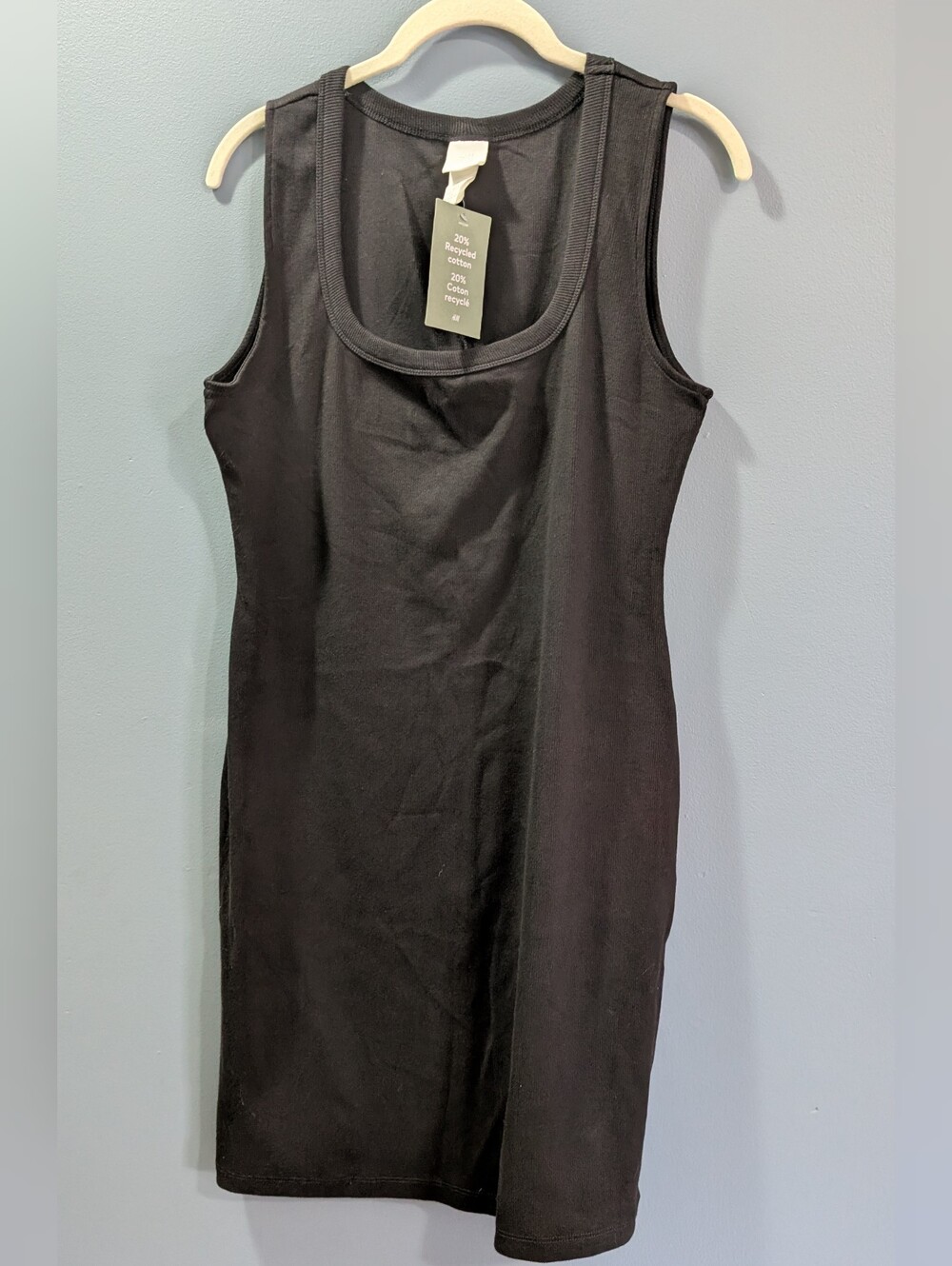 H&M Black Sleeveless Scoop-Neck Slim Dress Bodycon Ladies Large NEW *